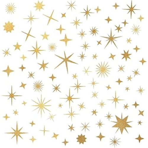 Sparkle Decals Star Decals, Nursery Wall Decal, Kids Room Decor, Star Wall Decor, Sparkle Wall Art, Baby Room Star Wall Sticker Peel&Stick Removable Decals (Vintage Gold)