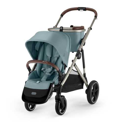 Cybex Gazelle S Single-to-Double Stroller - Taupe Frame / Sky Blue
