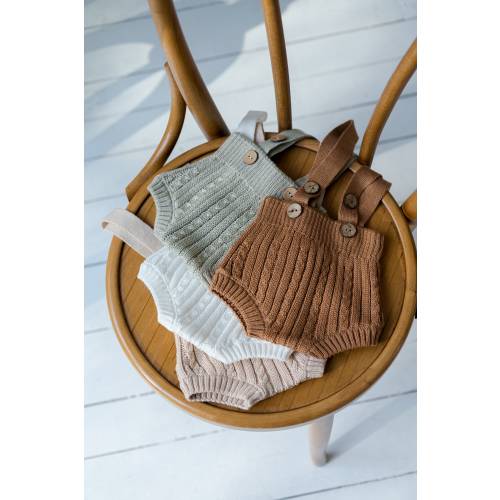 Newborn Coming Home Outfit - Baby Knit Bloomers, Suspender Knit Shorts