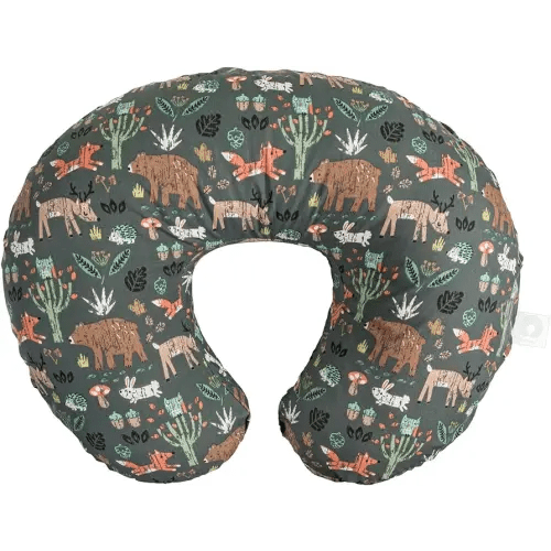 Boppy Nursing Pillow Original Support, Green Forest Animals, Ergonomic Nursing Essentials for Bottle and Breastfeeding, Firm Fiber Fill, with Removable Nursing Pillow Cover, Machine Washable