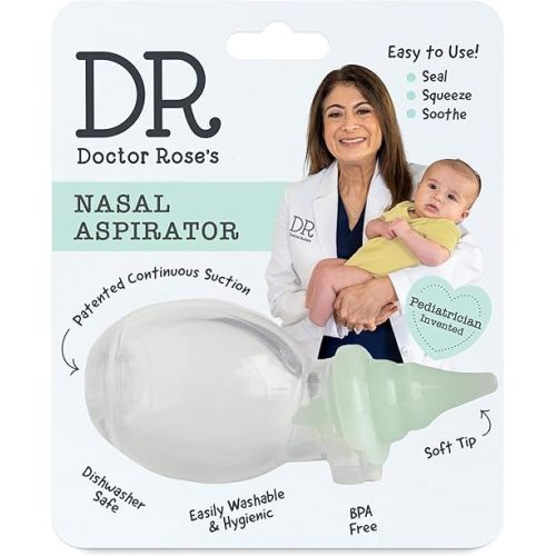 Dr. Rose's Nasal Aspirator for Baby | Pediatrician Patented Dual-Suction Snot Sucker for Baby (Pack of 1, 1, Count)