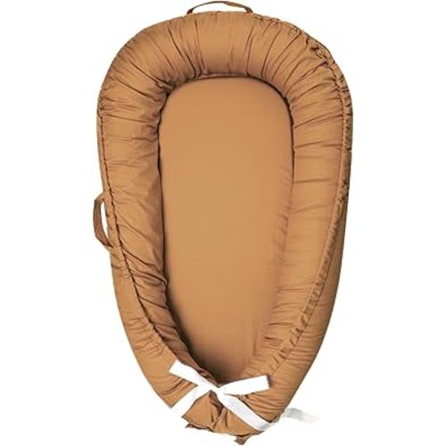 Hooyax Baby Lounger Cover Only, 100% Cotton Newborn Nest Cover, Soft Portable Baby Nest Replacement Cover for Boys Girls, Breathable Infant Lounger Covers, Baby Essential (Brown)