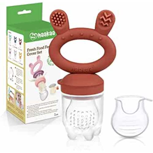 Haakaa Baby Fruit Food Feeder Pacifier | Breastmilk Popsicle Molds for Teething | Silicone Feeder and Teether for Baby Teething Relief & Infant Safely Self Feeding, BPA Free (Copper)