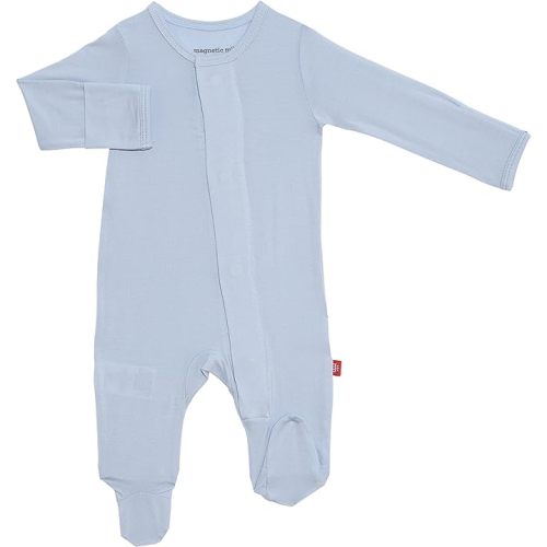 Magnetic Me Footie Pajamas Soft Modal Baby Sleepwear with Quick Magnetic Fastener | Boys and Girls Sleeper Preemie-24 Months - 0-3 Months - Baby Blue