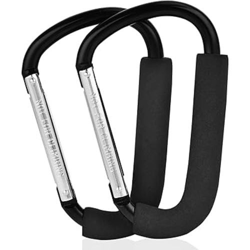 2 Pack Stroller Hooks,6.3" Large Stroller Clips,Stroller Hook for Hanging Diaper Bags and Shopping,Universal Stroller Accessories for Mommy,Large Carabiner Clip Heavy Duty
