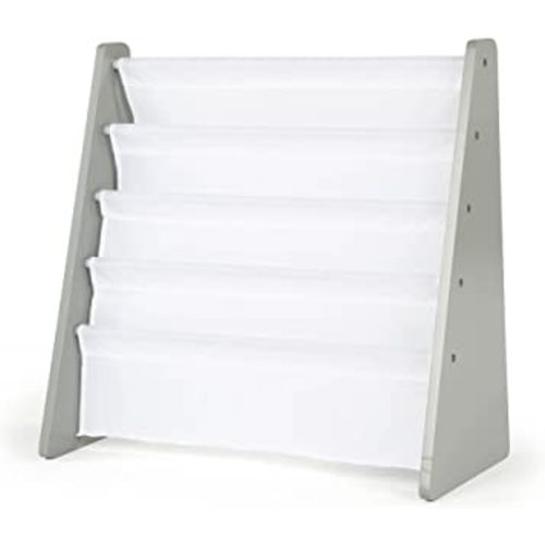 Humble Crew, Grey/White Kids Book Rack Storage Bookshelf, 4 Tiers