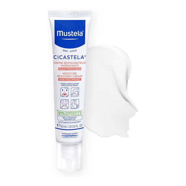 Mustela Cicastela Moisture Recovery Cream - Multipurpose Baby Ointment for Skin Discomfort - with Natural Avocado & Hyaluronic Acid - Fragrance-Free - 1.35 fl. Oz