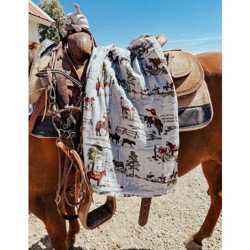 Life On the Ranch Bamboo Swaddle (Light Blue)
