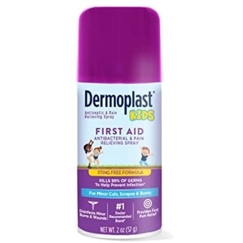 Dermoplast Kids Sting-Free First Aid Spray, Antiseptic & Analgesic Spray for Minor Cuts, Scrapes and Burns, 2 Ounce