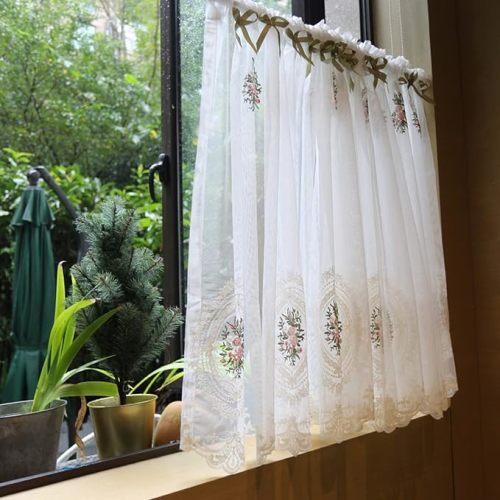 39"W x 51"L (Pack of 1) X 2 - A.Monamour Sheer Floral Lace Rose Embroidered Curtain