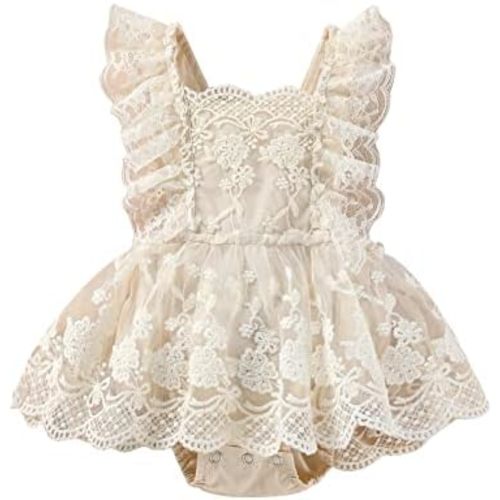 Newborn Baby Girl Lace Rompers Birthday Princess Dress Mesh Jumpsuits Tulle One-Piece Headband Summer Onesie