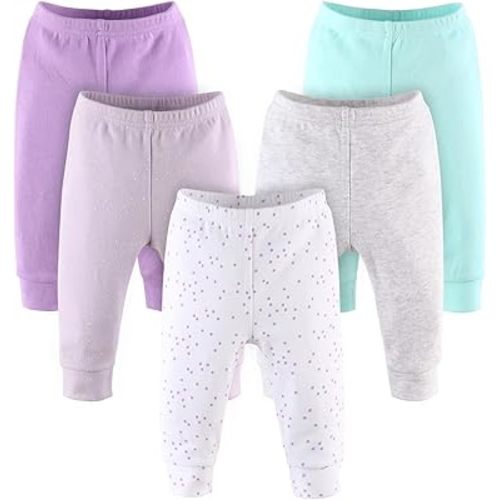 The Peanutshell 5 Pack Baby Girl Pants Set - 100% Cotton Toddler Pants for Girls, 0-24 Months for Toddlers & Babies - Pastel