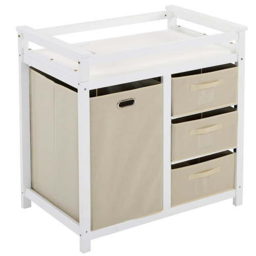 Ktaxon Baby Changing Table with 3 Storage Drawers, Baby Changing Station, Diaper Changing Station - White