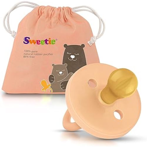 SWEETIE Rubber Light Pink Pacifier Natural Rubber Pacifier Rounded (0-6 Month, Light Pink)