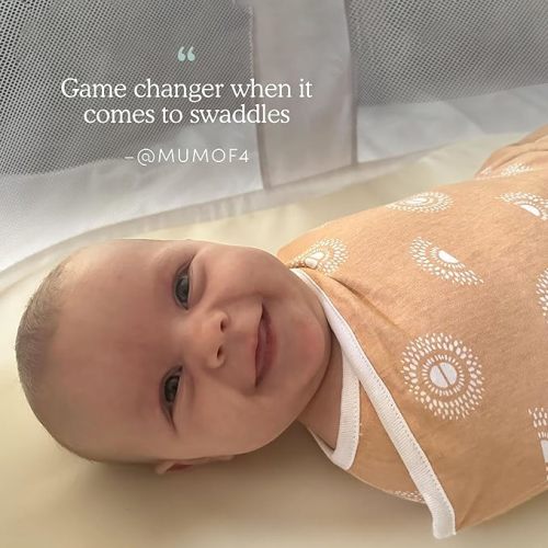 aden + anais Easy Swaddle Wrap, Newborn Wearable Swaddle Blanket, Adjustable Fasteners, 100% Cotton, 3 Pack, 0-3 Months, On Safari
