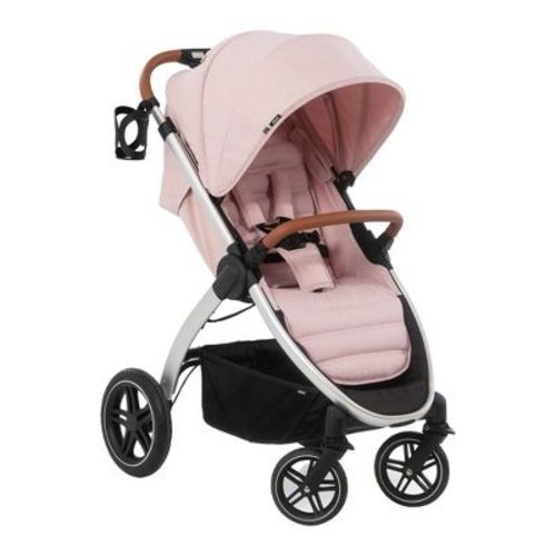 Hauck Uptown Deluxe Lightweight Compact Folding Stroller With Cup Holder, Retractable Canopy, Adjustable Height, And 55 Pound Capacity, Melange Rose