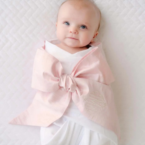 The Beaufort Bonnet Company Bow Swaddle- Southern Blush Silk