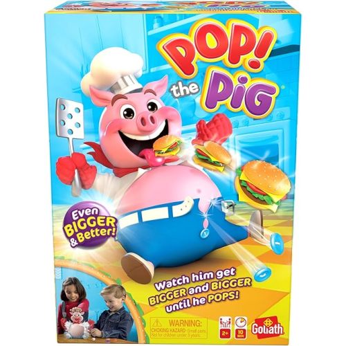 Goliath Pop The Pig - Bigger & Better - Belly-Busting Fun as You Feed Him Burgers and Watch His Belly Grow, Multi Color