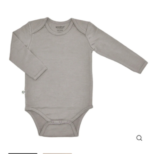 Baby Bodysuit, Long Sleeve, Merino Wool, Dove