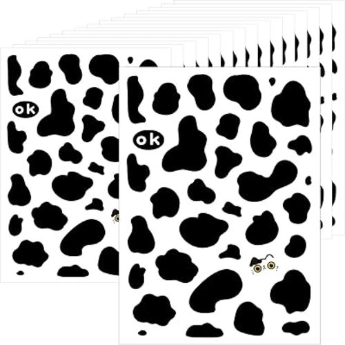 600Pcs Cow Print Stickers, Self-Adhesive Wall Decals Vinyl Print, Black Waterproof Animal Stickers for Cow Themed Bathroom, Nursery, Bedroom and Living Room Wall Decor