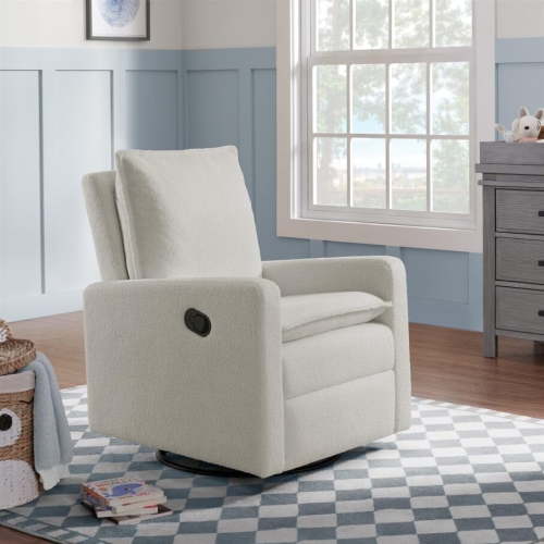 Gelloan Upholstered Swivel Glider and Recliner Nursery Chair,White