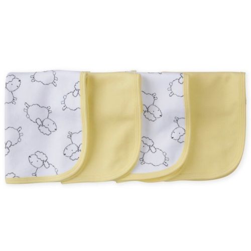 Gerber® 4-Pack Terry Cloth Lambs Burp Cloths in Grey/Yellow