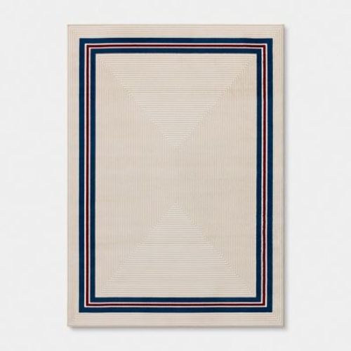 5'x7' Ivory with Red and Blue Border Dorm Area Rug - Threshold™