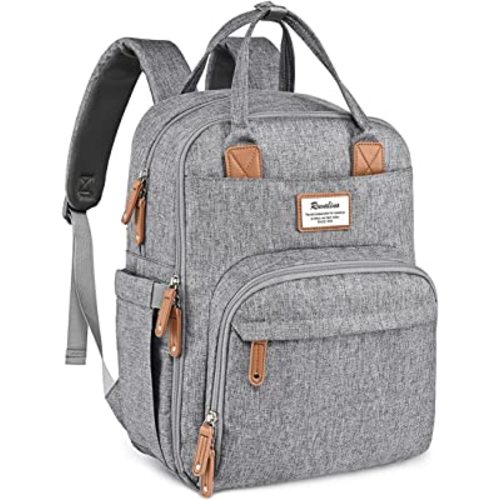 RUVALINO Diaper Bag Backpack - Multifunction Travel Back Pack Maternity Baby Changing Bags, Diaper Changing Totes, Large Capacity, Waterproof and Stylish, Baby Travel Essential, Gray