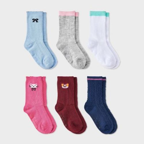 Toddler Girls' 6pk Cat & Dog Bow Crew Socks - Cat & Jack™