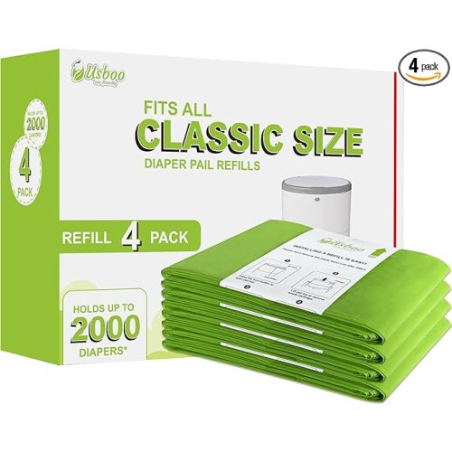 USBOO Refills Compatible with Dekor CLASSIC Diaper Pail Refills | 4 Pack | Disposable Diaper Pail Refill | Extra Thickness | Quick & Easy to Replace | Cherry Blossom Scented | Holds up to 2000 Diapers