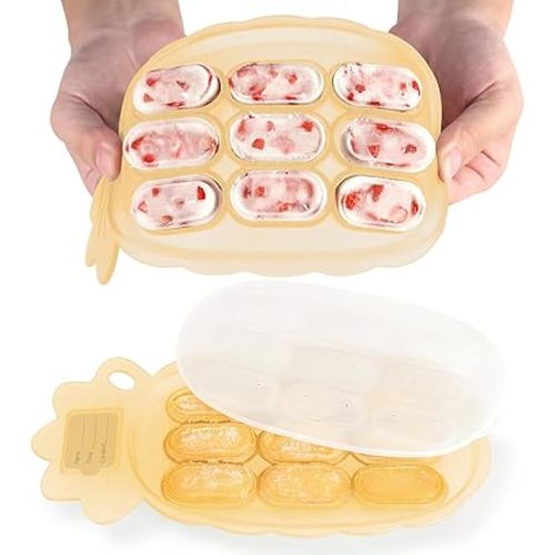 Haakaa Silicone Nibble Freezer Tray -Breastmilk Teething Popsicle Mold - Baby Fruit Food Feeder Teether Tray - Baby Food Maker - Ice Cube Tray - 4 Months+ Babies - BPA Free -Banana