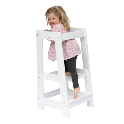 Toddler Tower Kitchen Stool - Adjustable Toddler Step Stool for Kitchen and Bathroom, Secure Standing Stool for Toddlers Ages 18 Months to 5 Years