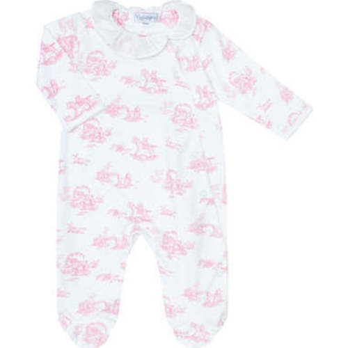 Pink Toile Crossover Footie,Pink - Nellapima | Maisonette
