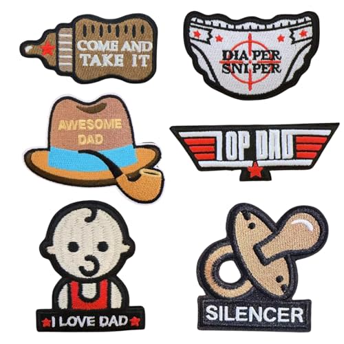 6Pcs Daddy Morale Tactical Funny Embroidered Patch Baby Gear Patches with Hook and Loop, Humorous Military Father Repair Patches Appliques for Backpacks, Bags, Clothes, Hats, Vests