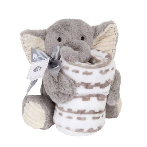Lambs & Ivy Blanket & Plush Luxury Newborn Baby Gift Set - Gray Elephant