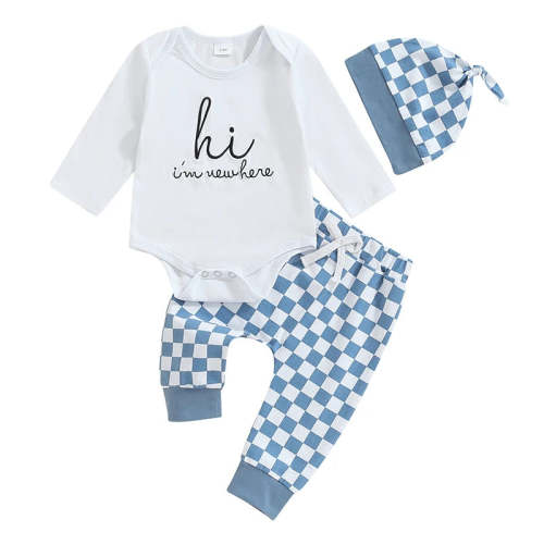 Baby Boy 3Pcs Fall Outfit New To The Crew / Hi I'm New Here / Ladies I – August + Willow