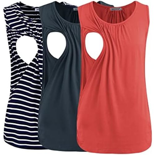 Smallshow Women's Maternity Nursing Tank Tops Breastfeeding Clothes 3-Pack