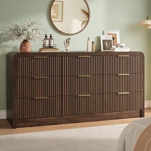 Decofy Fluted 9 Drawers Dresser, 63'' Wide Chest of Drawers for Bedroom
