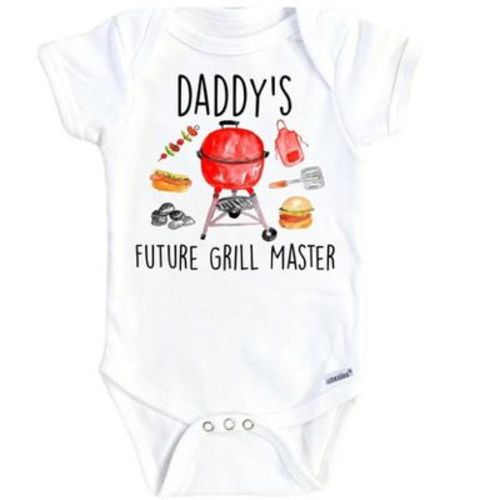 Grill Master Bbq Onesie® Baby Boy Girl Clothes Infant Bodysuit Funny Cute Newborn GS1 White 6-9M Onesie®