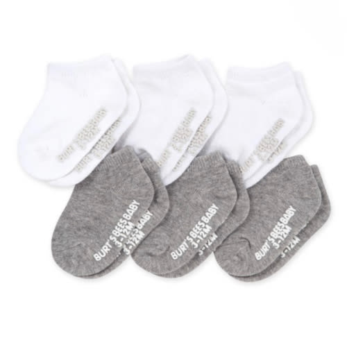 Solid Organic Cotton Baby Ankle Socks 6 Pack