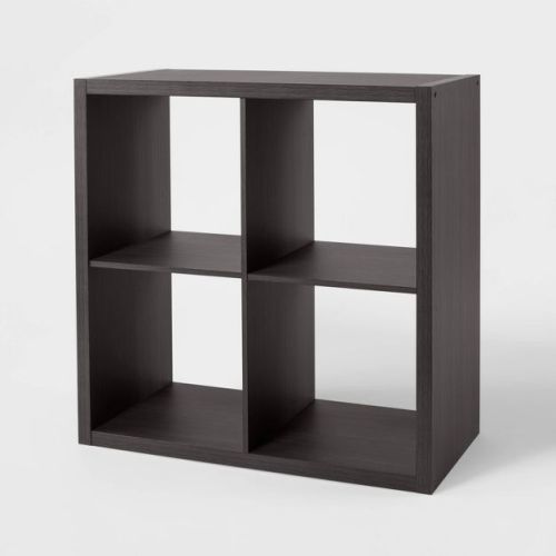13" 4 Cube Organizer Black Oak - Brightroom™: Decorative Bookshelf, Cubby Storage, MDF & Particle Board, 13" System Compatible
