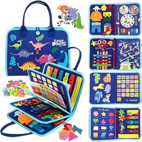 LYLIN Busy Board Montessori Toys for 1 2 3 4 Years Old, Toddler Busy Book for Preschool Learning Fine Motor Skills, Gifts for Girls Boys Toddler, Toddler Travel Toys for Airplane Car Travel Essentials