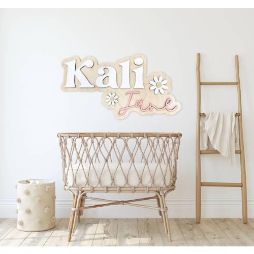 Daisy Name Sign, Nursery Name Sign, Daisy Nursery Decor, Name Sign for Girl, Custom Wood Name Sign, Floral Name Sign for Nursery, Daisies