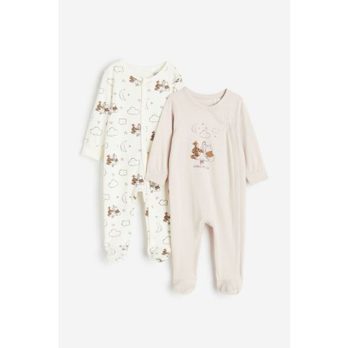 2-pack Pajama Jumpsuits with Covered Feet, Round Neck