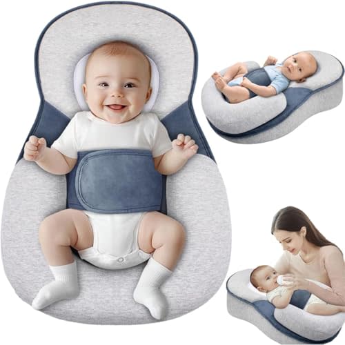 Tibue Baby Wedge Pillow for Newborn, Baby Lounger Pillow, Acid Reflux Breastfeeding Pillow for Reducing Spit-Up, with Safety Strap