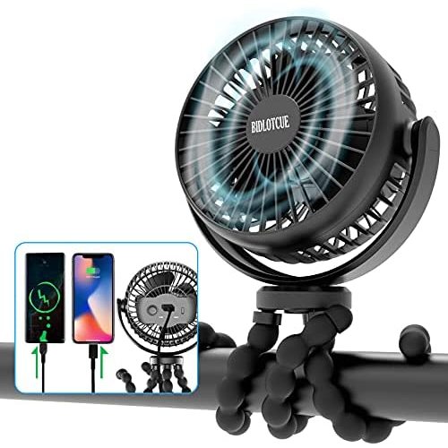 Portable Stroller Fan, 42H 10000mAh Battery Operated Fan Flexible Tripod Clip On Small Fan for Baby Stroller/Carseat/Golf Cart/Camping/Travel, Handheld Personal Cooling Baby Fans, Used As Power Bank