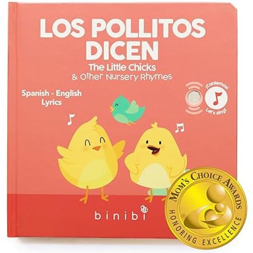 Binibi Spanish Musical Book for Babies & Toddlers 1-3 Los Pollitos Dicen & Other Nursery Rhymes | Spanish Learning for Kids | Bilingual Children's Book | Sound Book | Libro en español para bebés