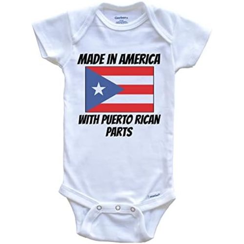 Really Awesome Shirts Made In America With Puerto Rican Parts Puerto Rico Flag Funny One Piece Baby Bodysuit
