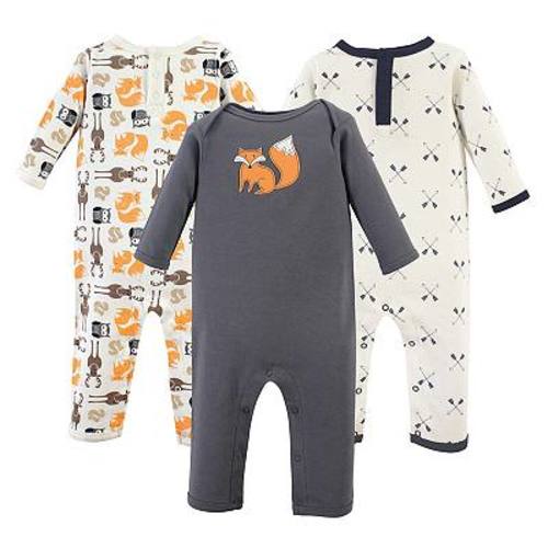 Hudson Baby Infant Boy Cotton Coveralls 3pk, Forest