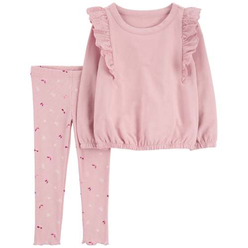 Baby 2-Piece Flutter Pullover Sweatshirt & Floral Legging Set - Carter's | Carter's
